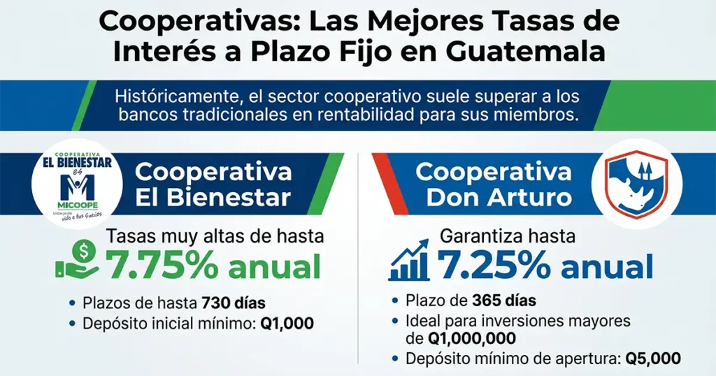 Las cooperativas: la mejor tasa de interés plazo fijo Guatemala