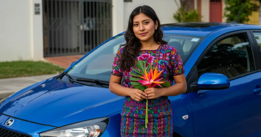 Una persona con un automovil
