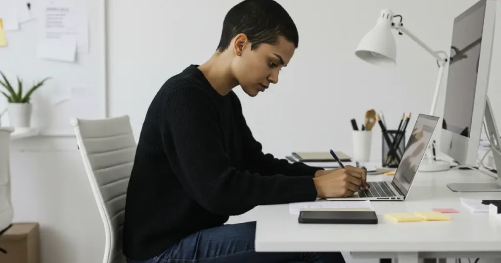 A person working in an office.