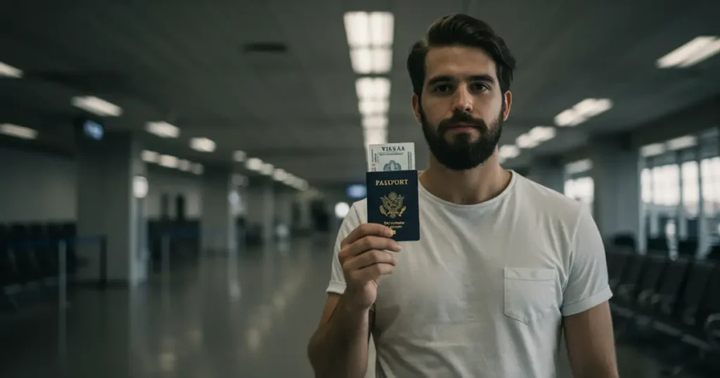 Persona con una visa americana.